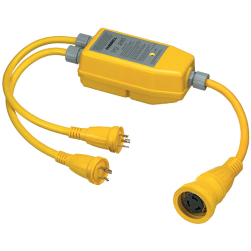 Hubbell YQ230 Yellow Intelligent "Y" (1) 50A 125V/250V Female to (2) 30A 125V Male Adapters