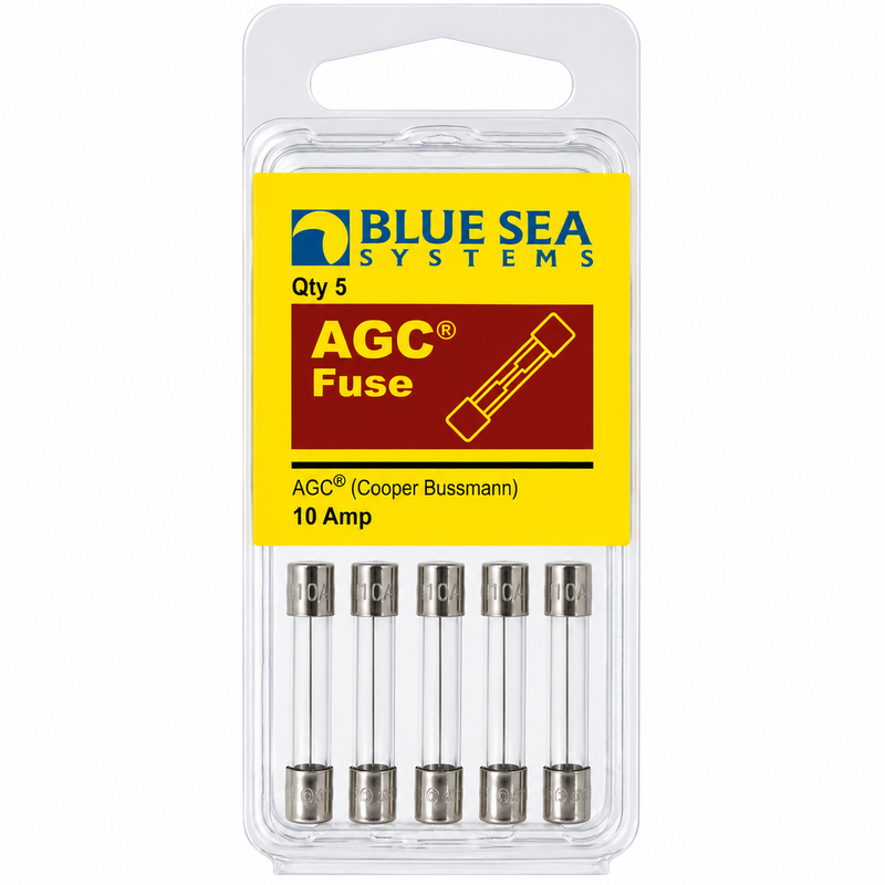 Blue Sea Systems 10A AGC Glass Tube Fuse – 5 Pack (BSS-5215)