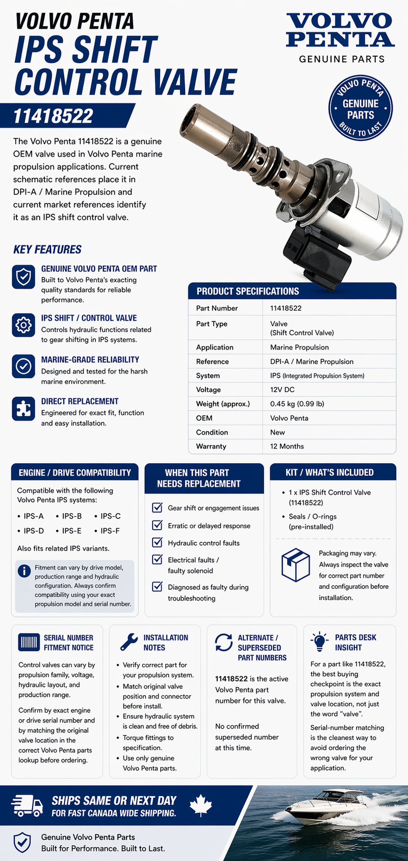Volvo Penta Valve 11418522