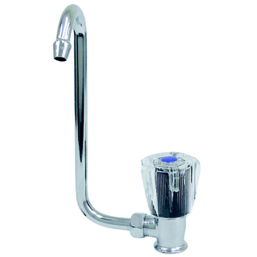 Scandvik 10056 Chrome Plated Brass Folding Cold Water Tap With Clear Acrylic Knob