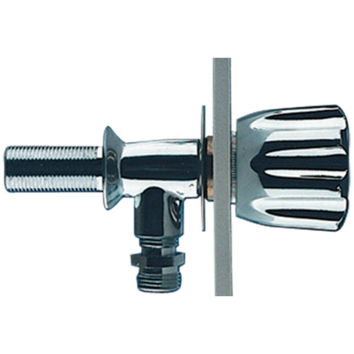 Scandvik 10091 Chrome Plated Brass Compact Cold Water Tap For Shower Control With Chrome Plastic Knob (Bulkhead or Counter Top Mount)