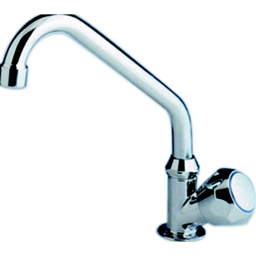 Scandvik 10169 Standard Cold Water Tap With Double Bend Swivel Spout, Standard Knob
