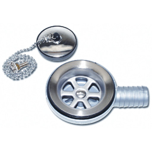 Scandvik 10306 Sink Drain With Stopper Fits 2-1/16" Drain Hole With a 1" Hose Barb Outlet