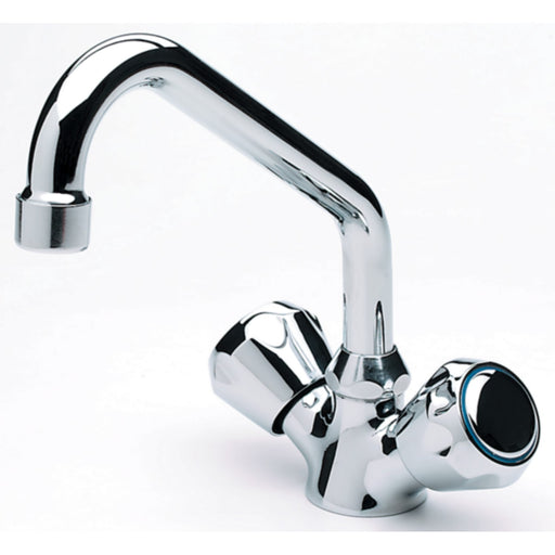 Scandvik 10422 Chrome Plated Brass Galley Mixer Faucet With Swivel Spout, Standard Knob