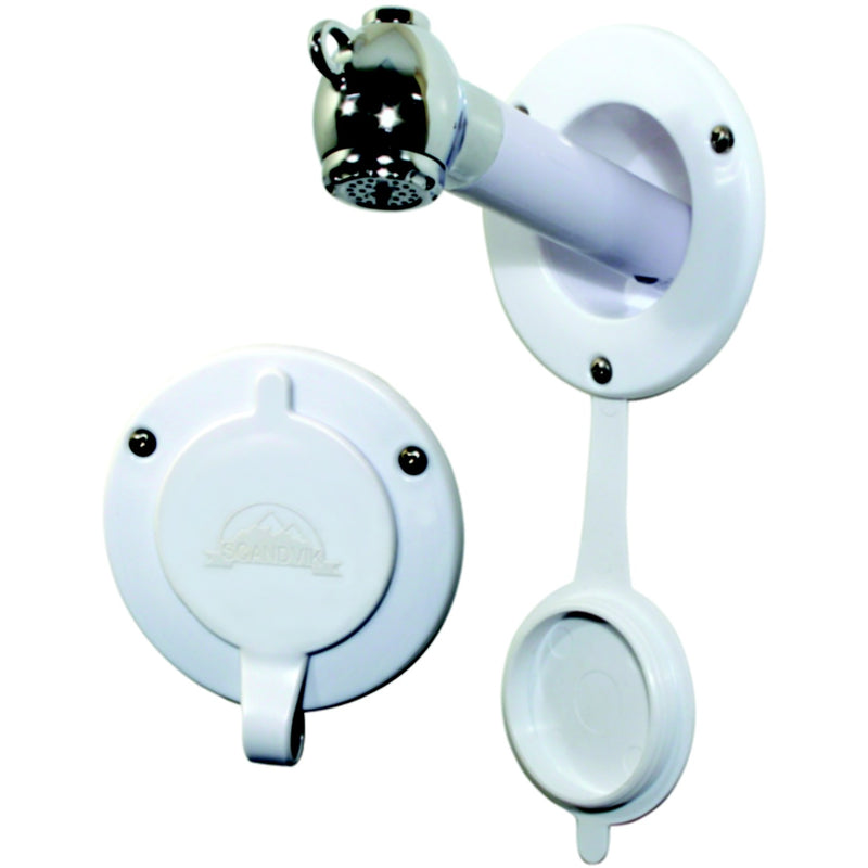 Scandvik 10750 Recessed Transom Shower For Vertical Installation With 6' White Nylon Hose