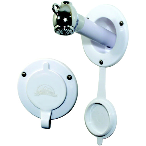 Scandvik 10750 Recessed Transom Shower For Vertical Installation With 6' White Nylon Hose