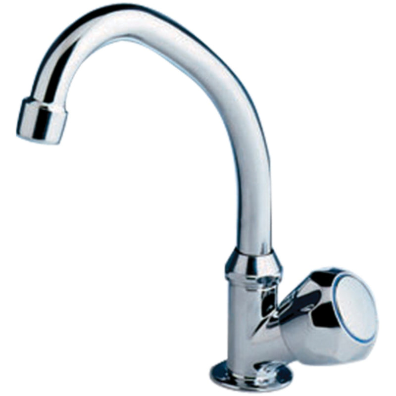 Scandvik 10172 Chrome Plated Brass Standard Cold Water Tap With Swivel Spout and Standard Knob