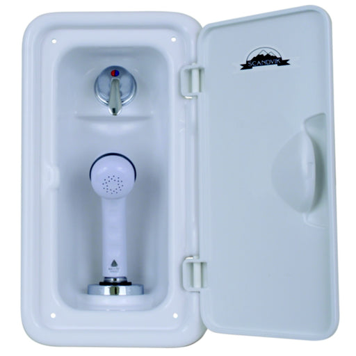 Scandvik 14126 Vertical Shower Box, White Sprayer With 6' White Nylon Hose