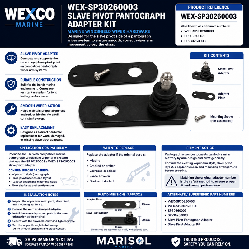 Wexco Slave Pivot Pantograph Adapter Kit WEX-SP-30260003