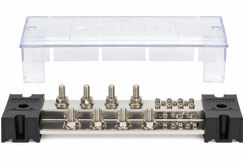 Blue Sea Systems PowerBar 1000 Busbar with Cover – 8 x 3/8” Studs – BSS-1990