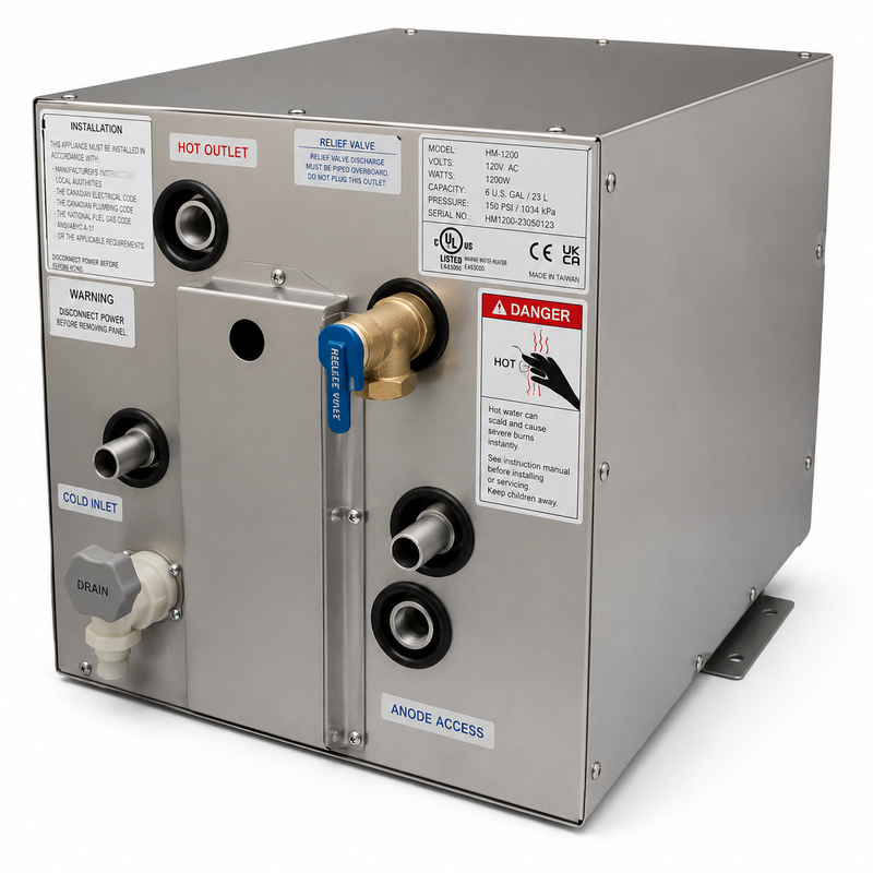 Kuuma 11840 Marine Water Heater — 11 Gal, 120V AC, Side-Mount, Front Heat Exchanger (735-11840)