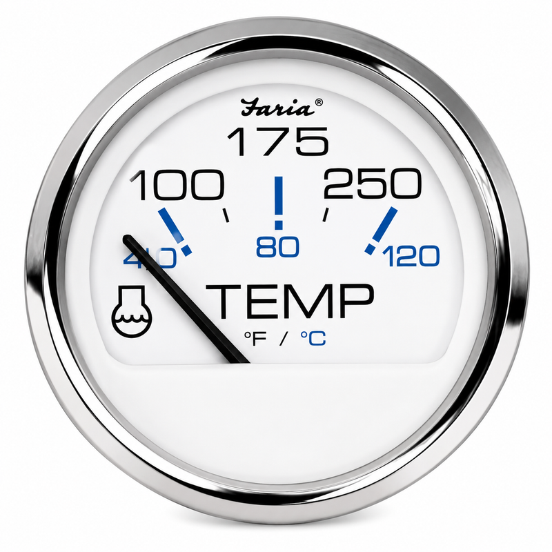 Faria Beede Chesapeake Water Temperature Gauge | Stainless Steel White | FAR-13804