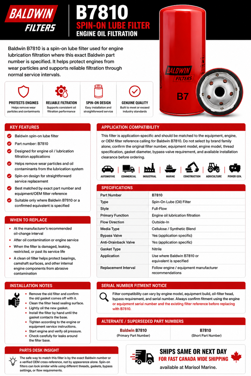 Baldwin Lube Spin-On Filter B7810