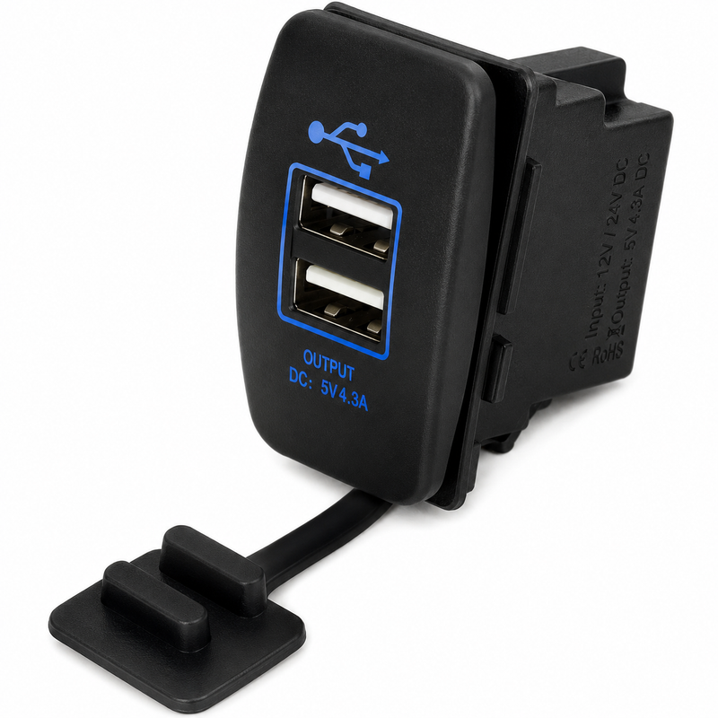 Sea-Dog Dual USB Rocker Switch Power Socket 12–24V – 426520