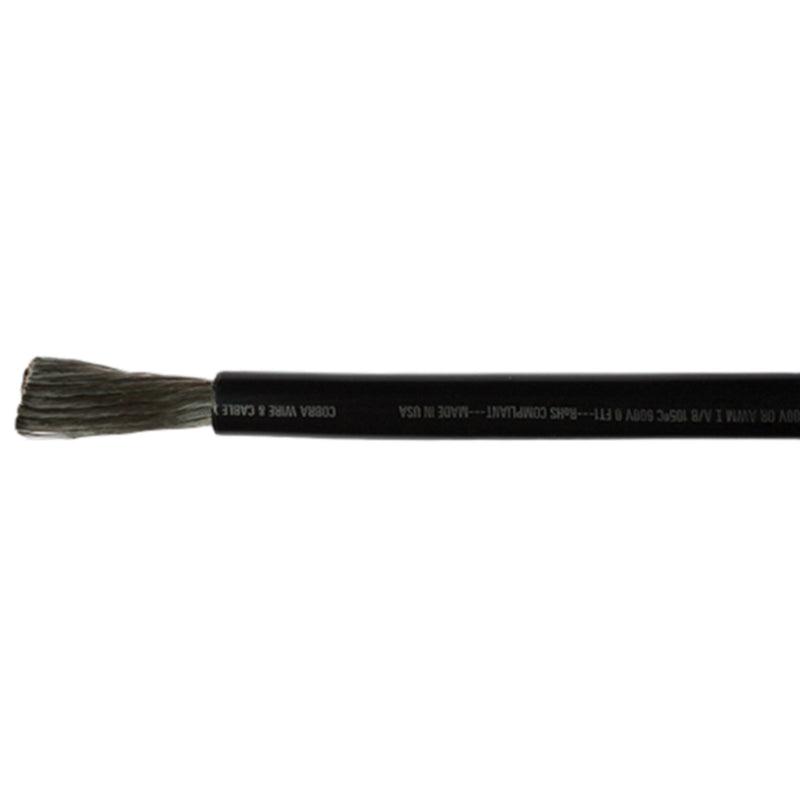 Cobra Wire A2002T0725FT Tinned Copper Battery Cable, 2 AWG, 25', Black