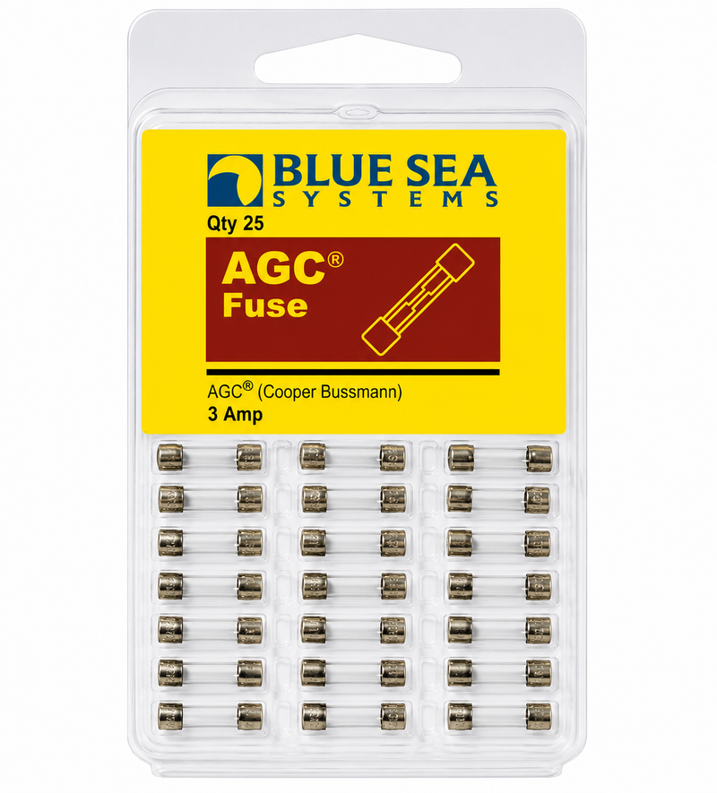 Blue Sea Systems 3A AGC Glass Tube Fuse – 25 Pack (BSS-5208100)