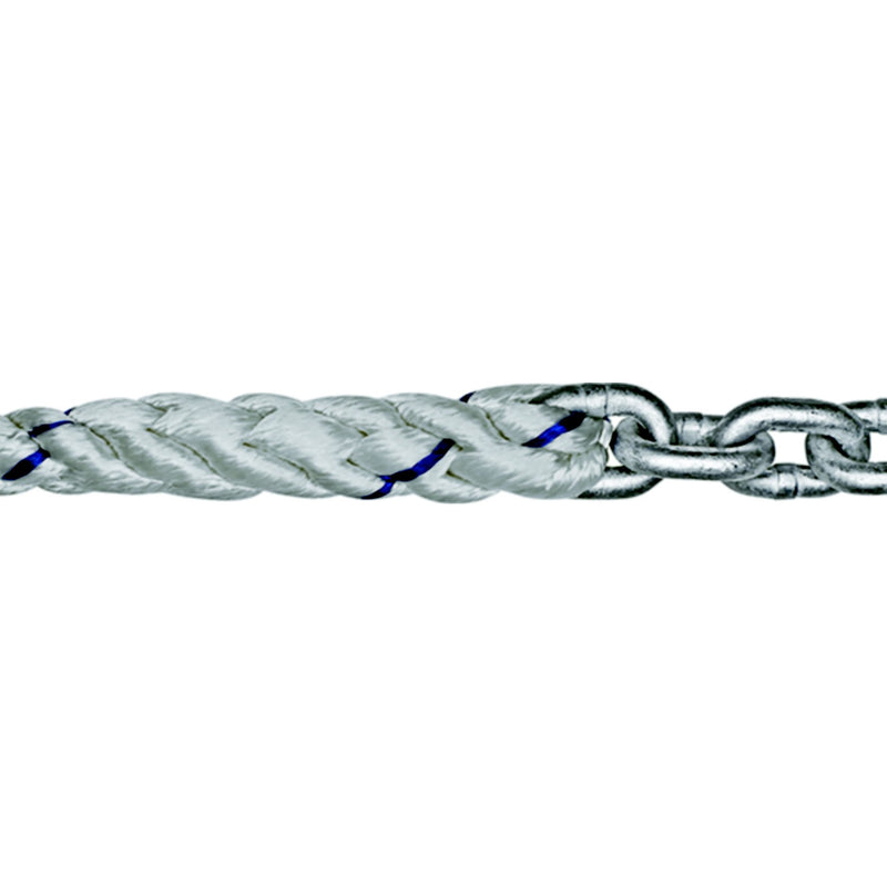 Titan Chain CAR3S58150H5150 Three Strand Anchor Rode, 5/8" x 150' Line, 5/16" x 50' Chain