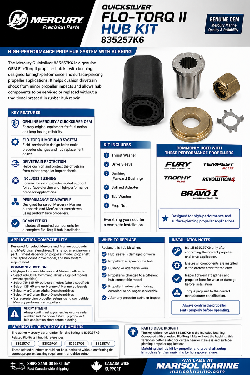 Mercury Quicksilver Flo-Torq II Hub Kit 835257K6