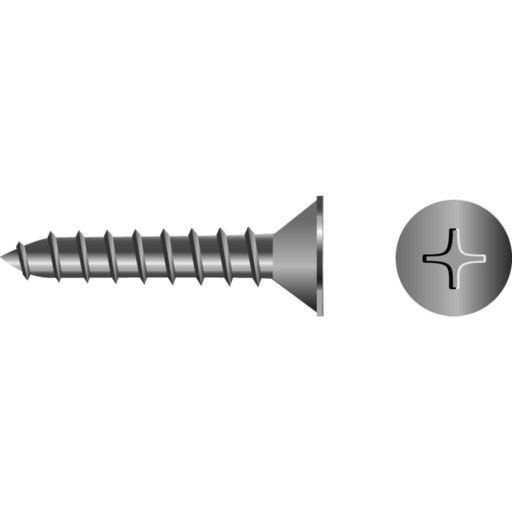 Phillips Tapping Screws - Flat Head, #4 x 1/2"