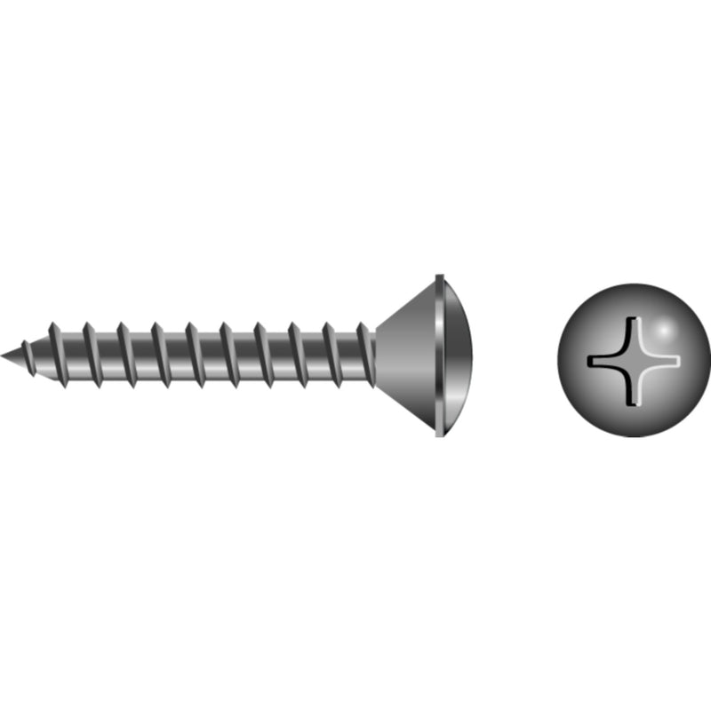 Phillips Tapping Screws - Oval Head, #14 x 1"