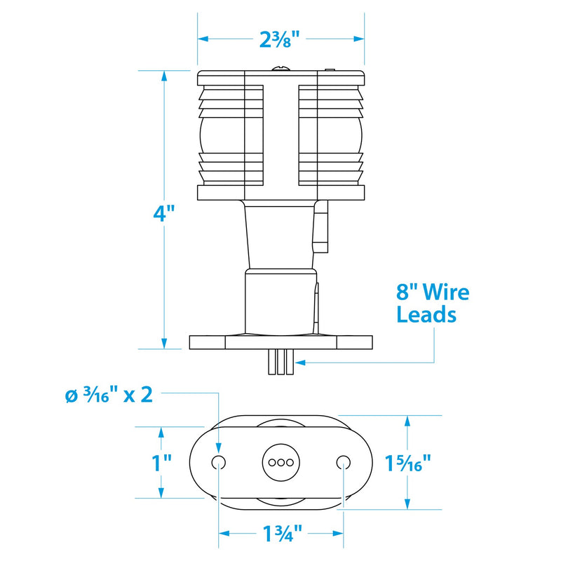 Seachoice All-Round Light, Masthead, Sail Boat Navigation, 3 In. Tall