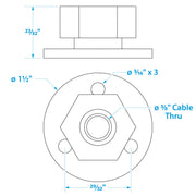 Seachoice Cable Outlet, 3/8 In., Weatherproof, Chrome-Plated Brass
