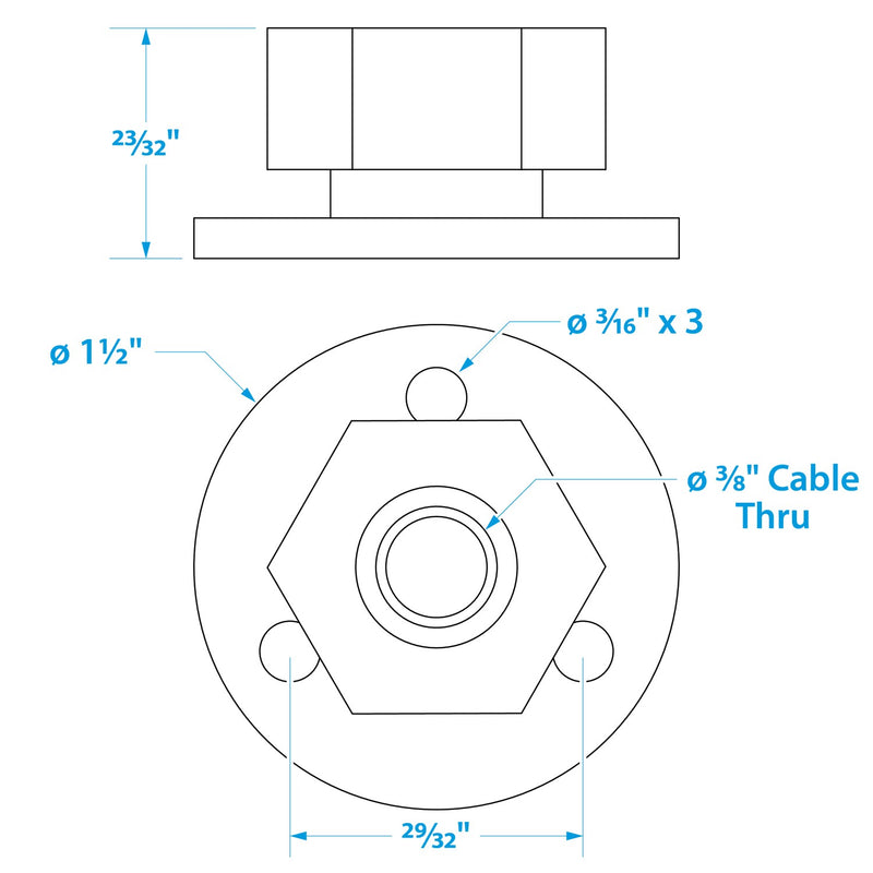 Seachoice Cable Outlet, 3/8 In., Weatherproof, Chrome-Plated Brass