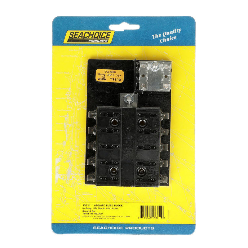 Seachoice Fuse Block ATO/ATC, 10 Gang Ground Bar 12V