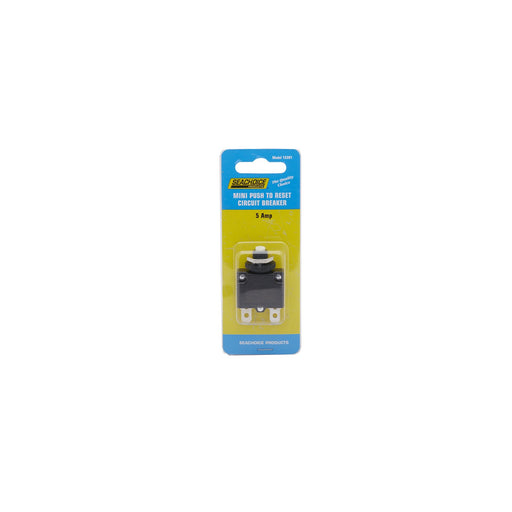 Seachoice Circuit Breaker, Mini, Push to Reset, 5 Amp