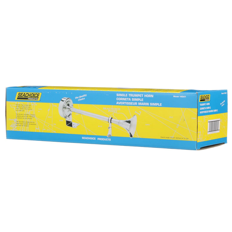 Seachoice 14541 Single Trumpet Horn, Stainless Steel Tube and Mounting Bracket, 106 dB, 16-3/4 Inches Long, 12V