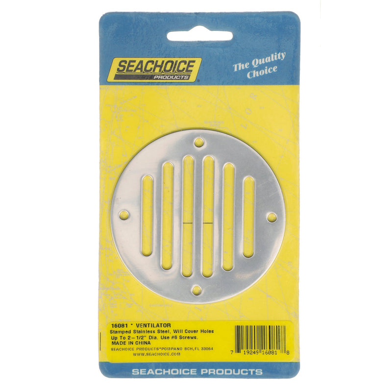 Seachoice Round Ventilator Cover, 3-1/4 In. Diameter, Will Cover Holes Up to 2-1/2 In., Stamped Stainless Steel