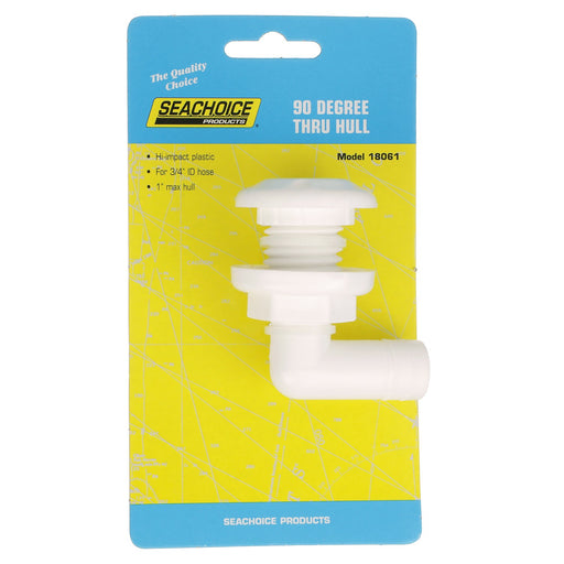 Seachoice 18061 90-Degree Thru Hull Fitting, Fits 3/4 In. ID Hose, 7/8 In. Max. Hull
