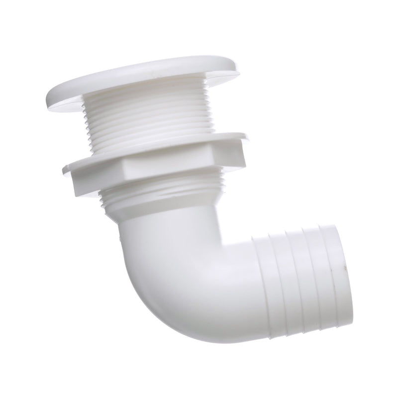 Seachoice 90-Degree Thru-Hull Connector, Fits 1-1/2 in. ID Hose, 1-3/8 in. Max Hull