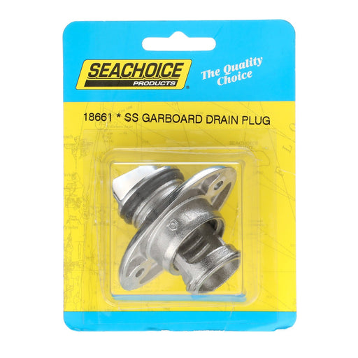 Seachoice Stainless Steel Marine Boat Garboard Drain & Plug, Polished Finish