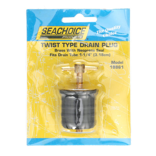 Seachoice Twist-Turn 1.25 In. Marine Boat Brass Drain Plug w/ Neoprene Seal