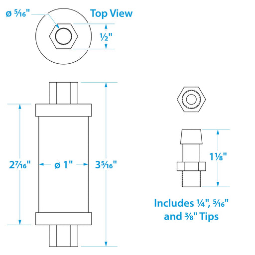 Seachoice in-Line Fuel Filter, Clear Body, Universal Fit