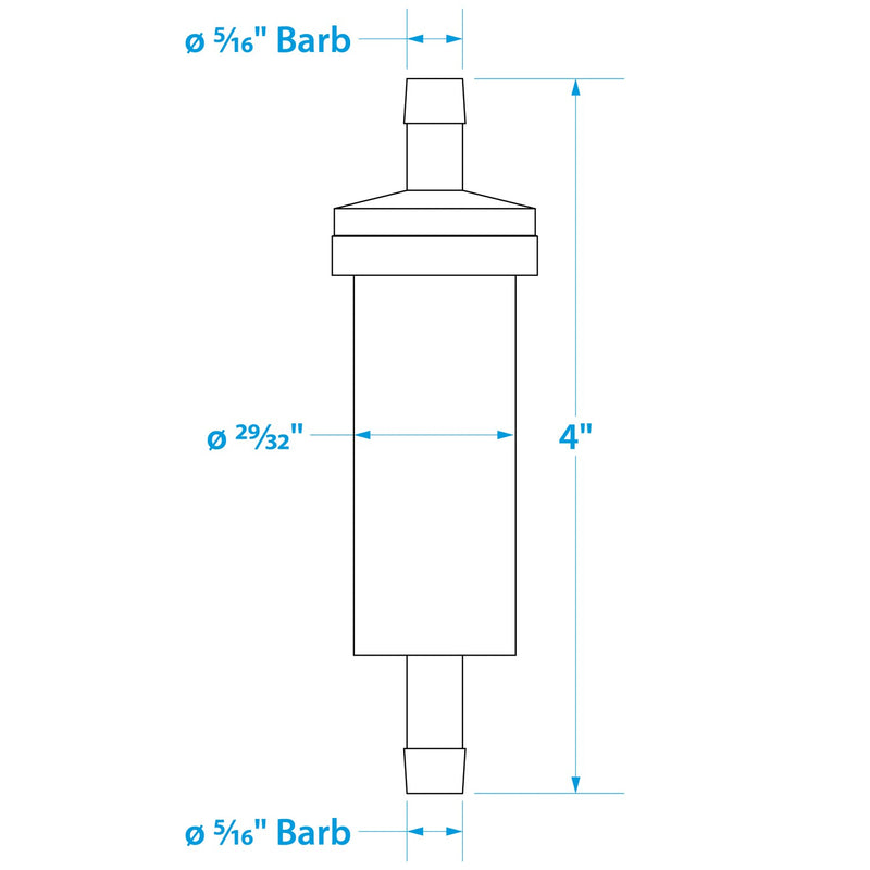 Seachoice in-Line Fuel Filter, 5/16 in., Plastic, Outboard, 20 Micron