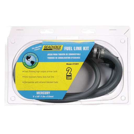 Seachoice 21391 Low Permeation Fuel Line Kit With High-Output Primer Bulb, Mercury, 3/8 In. X 7 Ft.