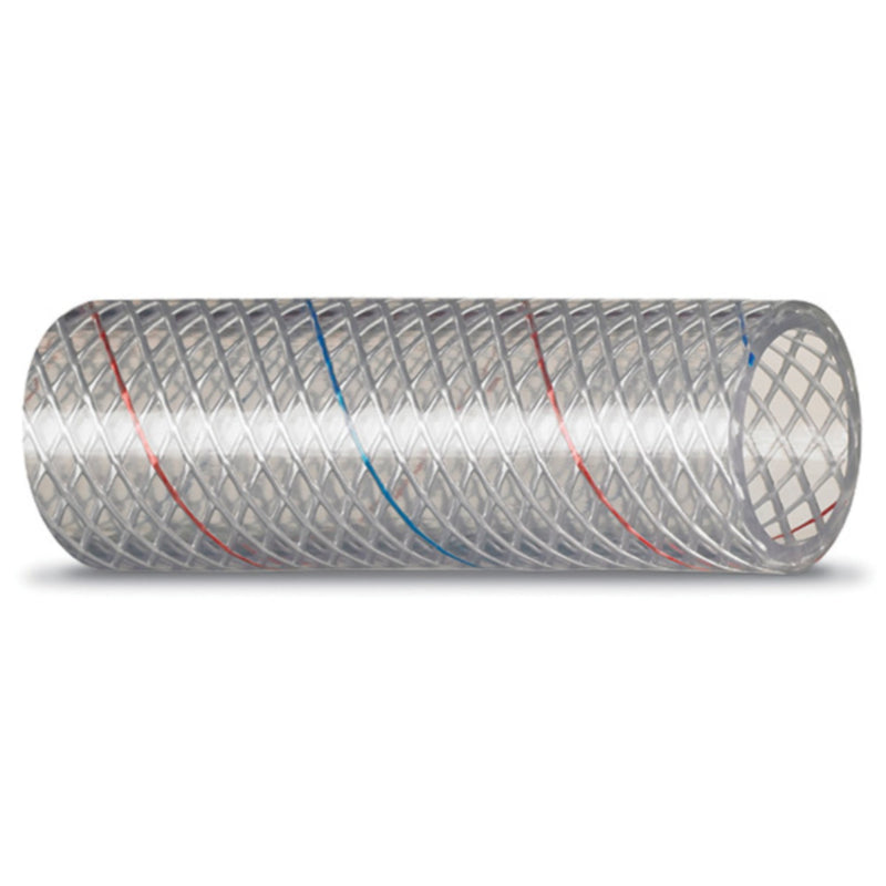 Seachoice 23541 Clear Reinforced PVC Tubing w/Red & Blue Tracer - 162 Series 3/8" x 50'