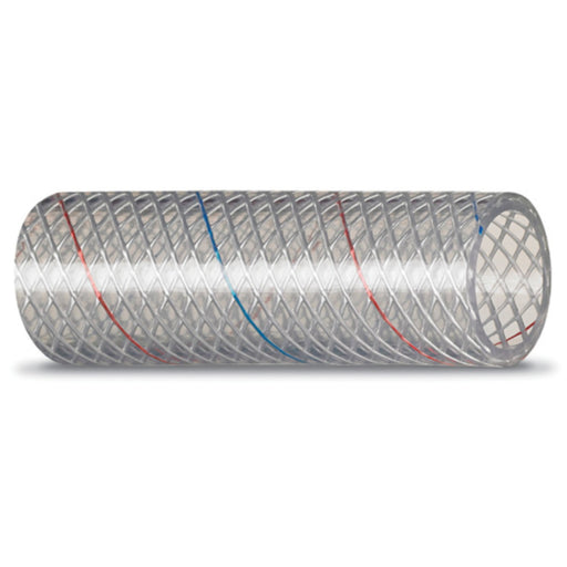 Seachoice 23541 Clear Reinforced PVC Tubing w/Red & Blue Tracer - 162 Series 3/8" x 50'