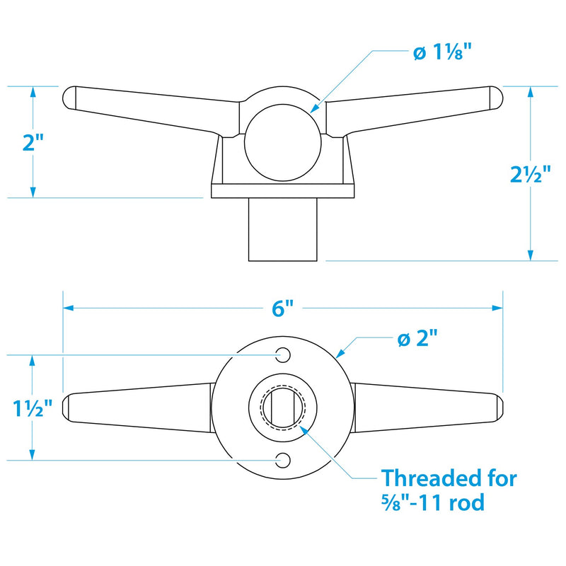 Seachoice 316 Stainless Steel Lifting Ring w/ Cleat, 6 In. Long, 1-1/8 In. Diameter Eye