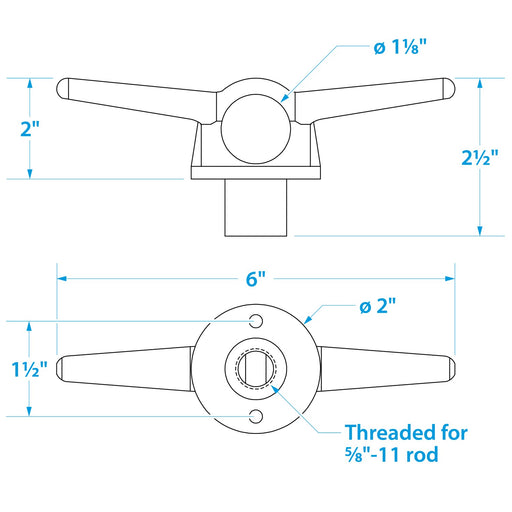 Seachoice 316 Stainless Steel Lifting Ring w/ Cleat, 6 In. Long, 1-1/8 In. Diameter Eye