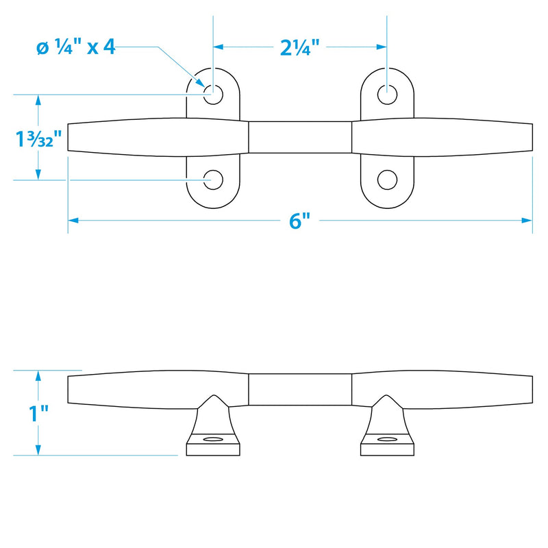 Seachoice Stainless Steel Hollow Base 6 In. Boat Dock and Anchor Line Cleat