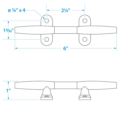 Seachoice Stainless Steel Hollow Base 6 In. Boat Dock and Anchor Line Cleat