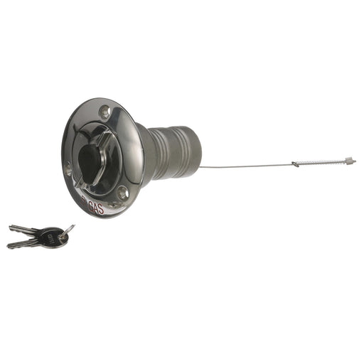 Seachoice 32051 Deck Mount Gas Fill Plate w/ Locking Cap, Cast 316 Stainless Steel, Includes 2 Keys