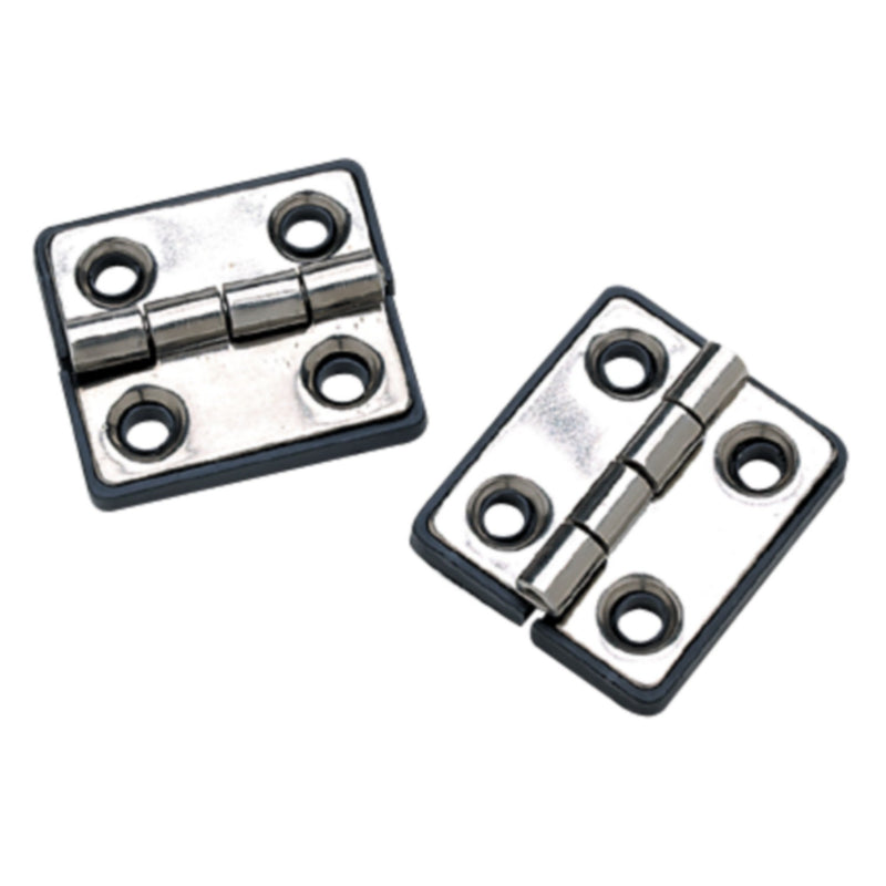 Seachoice 50-33951 (2) 1-5/16" x 1-1/2" Polished Stainless Steel Butt Hinges with Black Nylon Base Plate