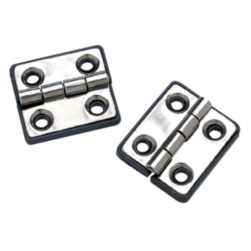 Seachoice 50-33951 (2) 1-5/16" x 1-1/2" Polished Stainless Steel Butt Hinges with Black Nylon Base Plate