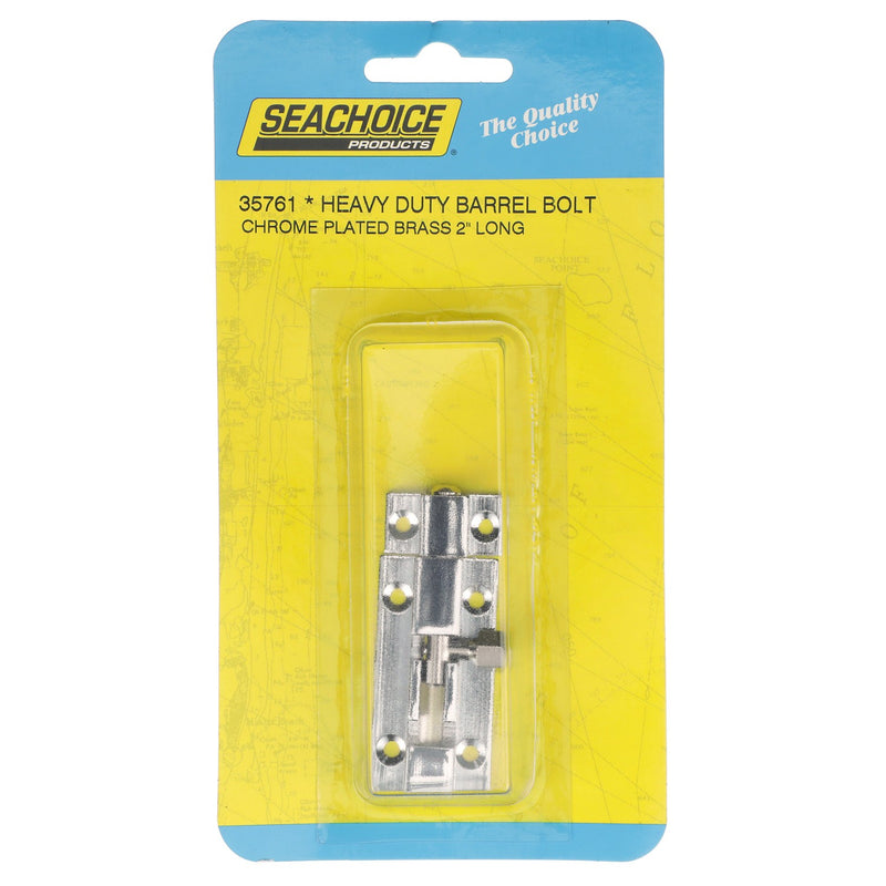 Seachoice Marine-Grade Barrel Bolt, Chrome-Plated Cast Brass, 2-1/2 In. X 1-1/16 In.