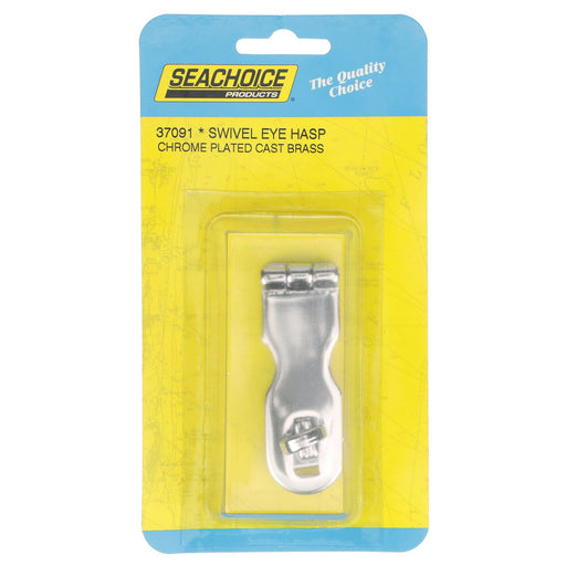 Seachoice Marine-Grade Safety Hasp w/ Swivel Eye, Triple Chrome-Plated Cast Brass, 3 In. X 1 In.