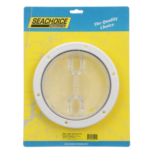 Seachoice 39401 Twist 'N' Lock Deck Plate, White w/ Clear Insert, Up to 6-1/2 In. Diameter